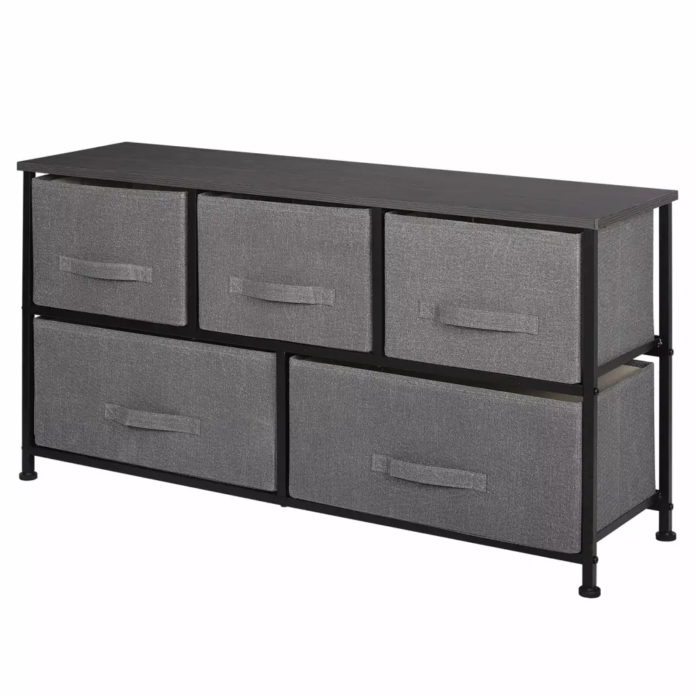 ZENSTYLE Simple Steel Frame Wide Dresser Storage Tower in Gray for Modern Home
