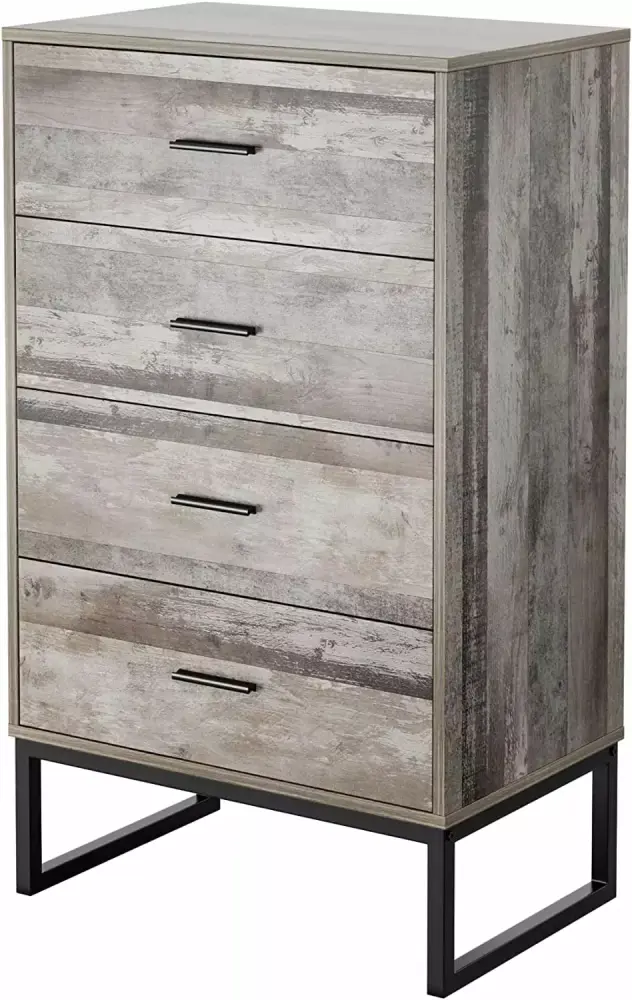 Dresser with 4 Drawers Wide Chest of Drawers Sturdy Metal Frame Nightstand Wood Storage for Bedroom Home Office