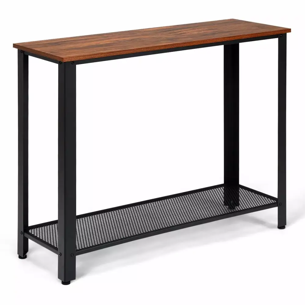Console Entryway Table with Storage Shelf and Metal Frame for Sofa and Living Room