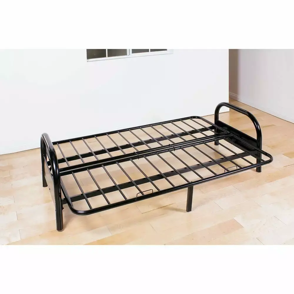 Industrial Loft Design Metal Arm Futon Frame Black Sturdy Convertible Sleeper