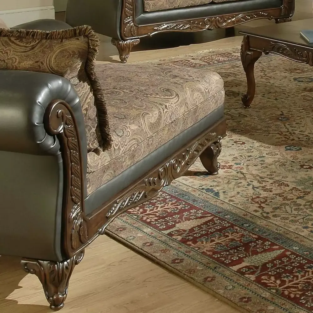 Roundhill Furniture San Marino 2-Tone Chocolate Microfiber Chaise Luxurious Comfort