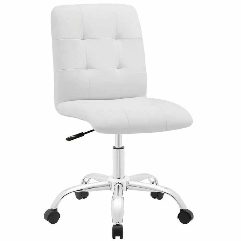 Scranton & Co Faux Leather Mid Back Swivel Office Chair in White for Modern Office