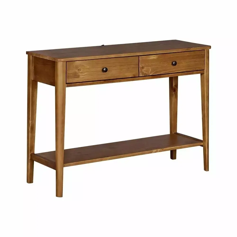 Open Box MUSEHOMEINC California Mid Century Console Table with Drawers in Honey Brown