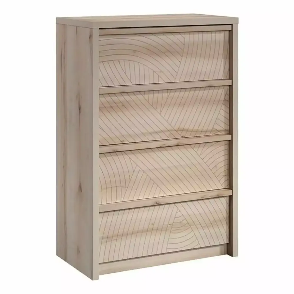 Bowery Hill 4-Drawer Mid-Century Engineered Wood Chest in Maple
