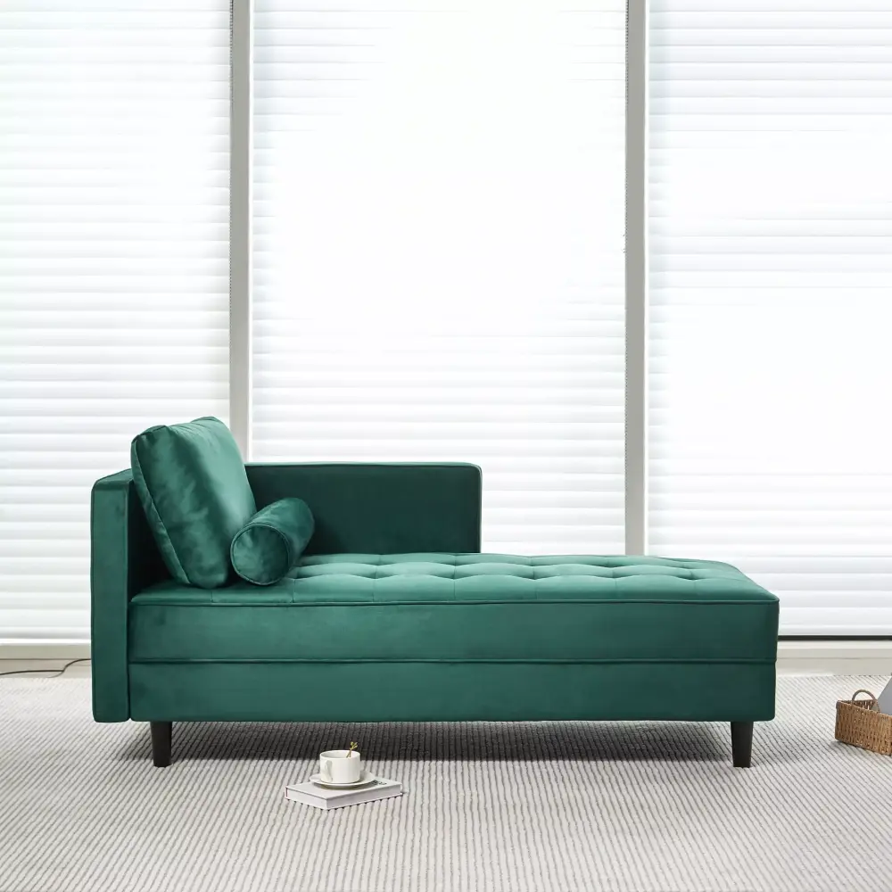 64 Velvet Chaise Mid-Century Modern Chaise Furniture Sleeper for Living Room