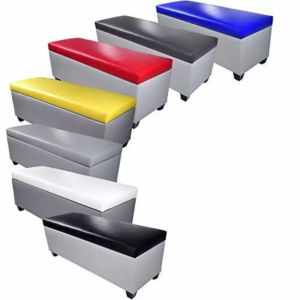 The Sole Secret Mid Century Modern Grey Faux Leather Storage Bench Ottoman Dark Grey Made To Order