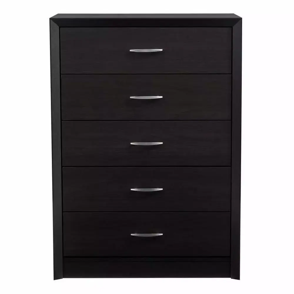 Atlin Designs 5-Drawer Mid-Century Tall Dresser in Black Oak - Engineered Wood Storage