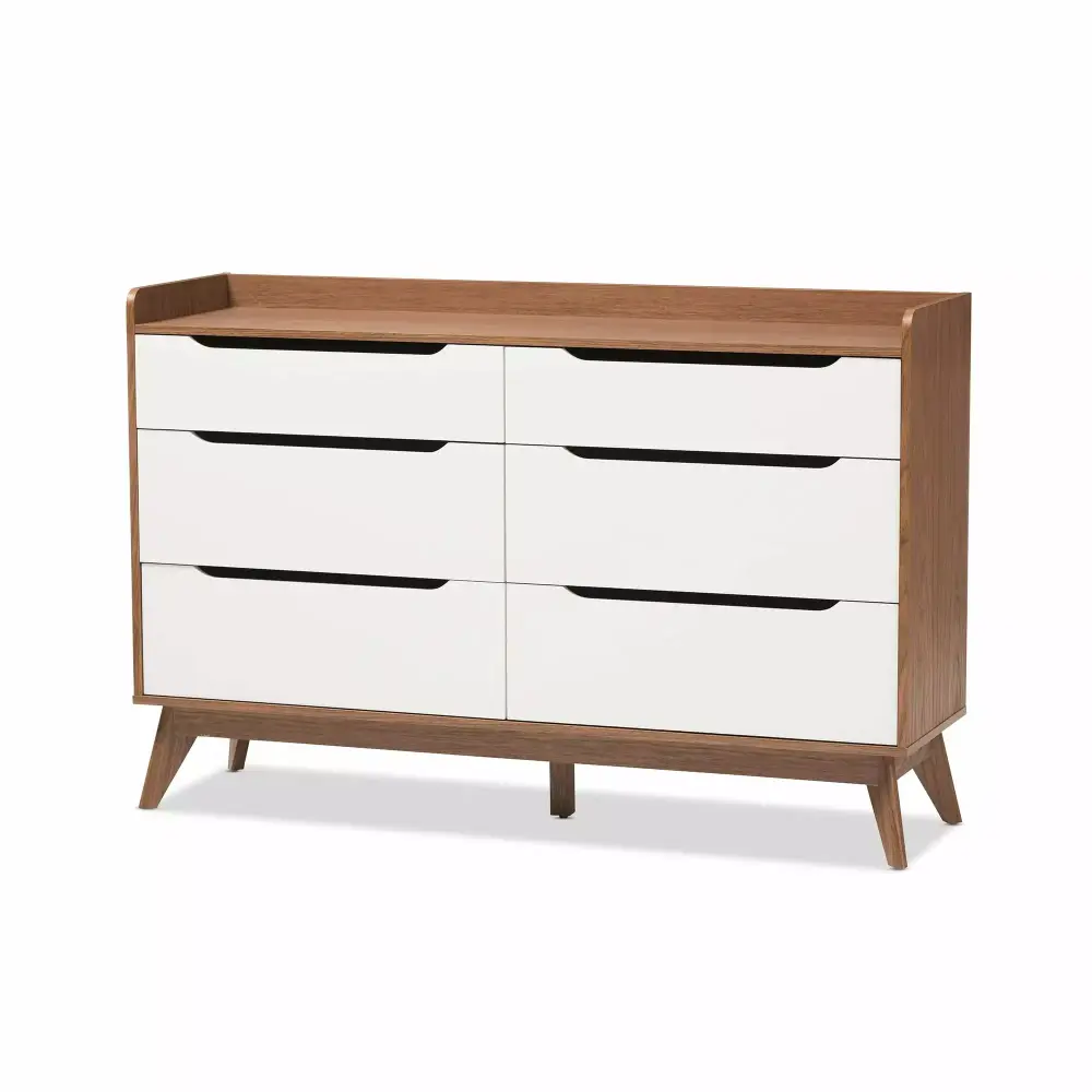Carson Carrington Borlange 6-drawer Mid-century White Walnut Chest