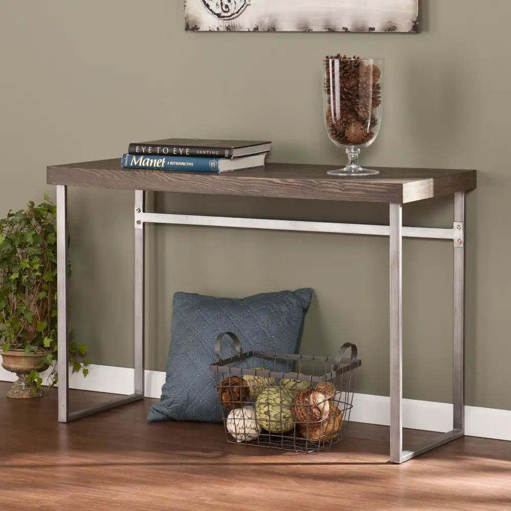 Whelan Midcentury-Modern Console Table in Burnt Oak Finish for Living Room