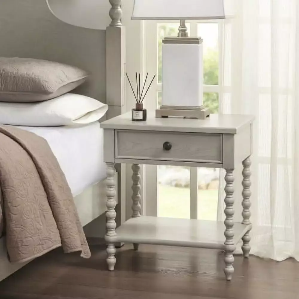 1-Drawer Nightstand with Solid Wood Frame in Natural Finish - Minimalist Bedroom Furniture