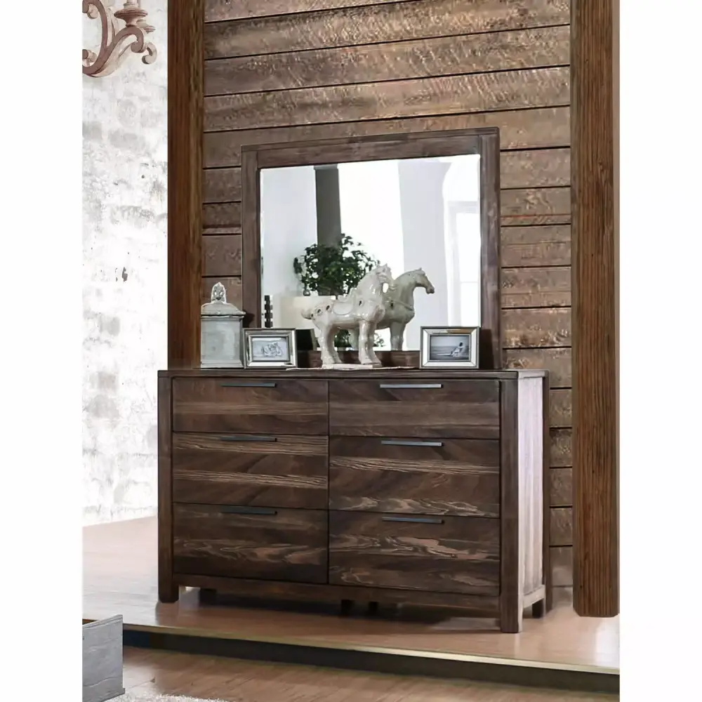 Furniture of America Tristan 2-Piece Dresser and Mirror Set Natural Tone