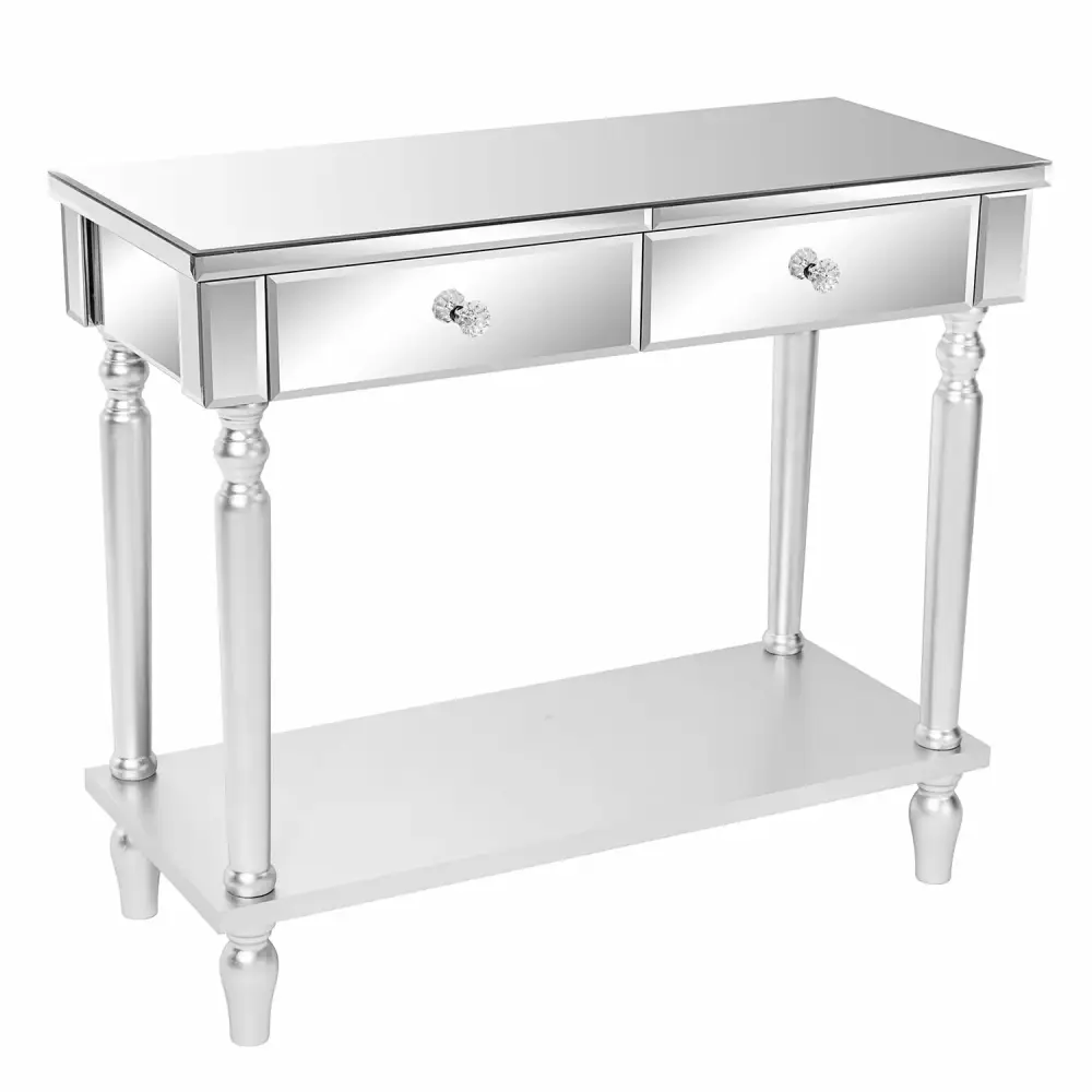 Zimtown Mirrored Console Table - Vanity Table with 2 Drawers and Shelf for Entryway
