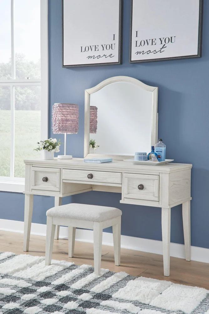 Robbinsdale Mirrored Vanity with Bench for Makeup and Dressing