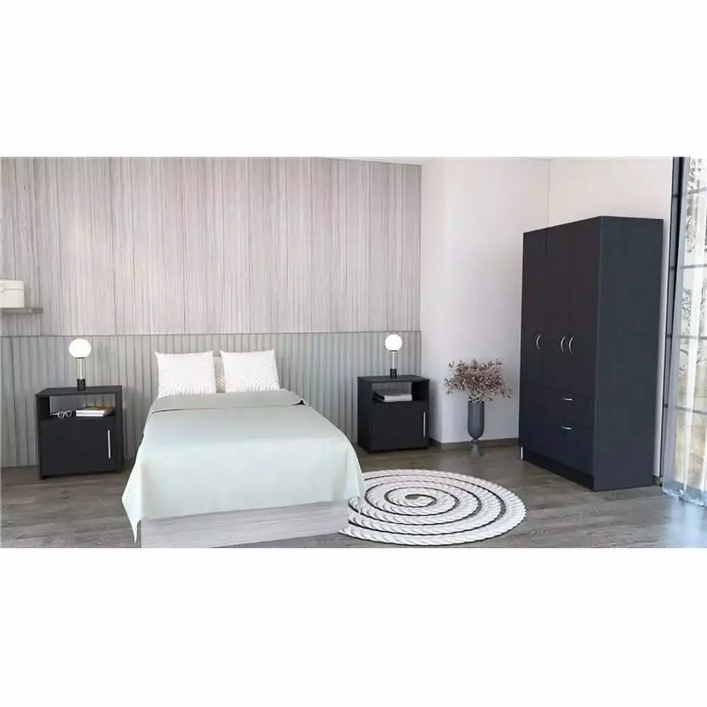 Lubec 3-Piece Bedroom Set in Black