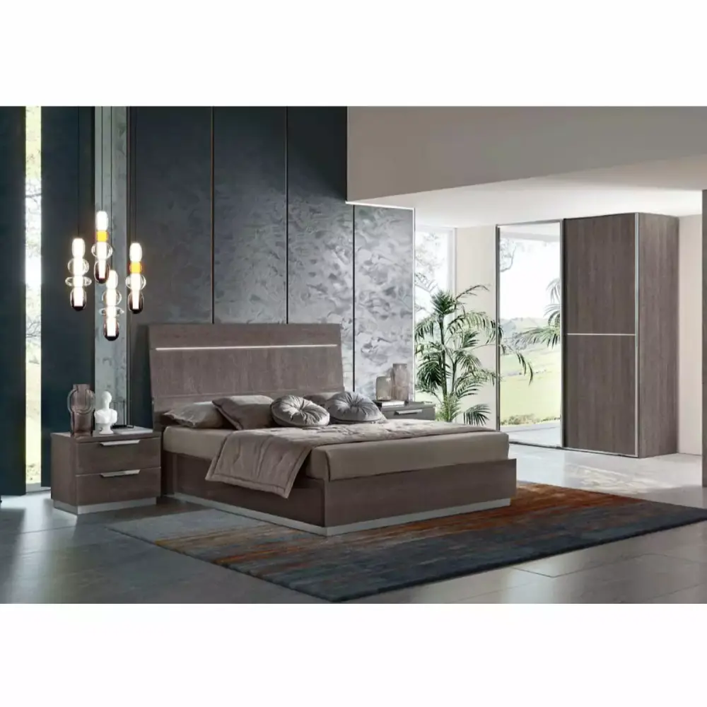 Kroma Modern 3-Piece Bedroom Set in Silver Birch King Size Contemporary Furniture