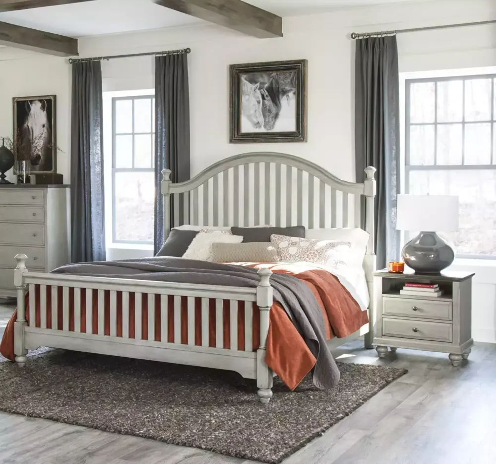 Modern Bedroom 3pc Queen Bed with 2 Nightstands Set in Light Gray Finish