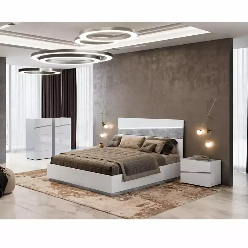 Alba Modern 3-Piece Bedroom Set in White. Queen Size