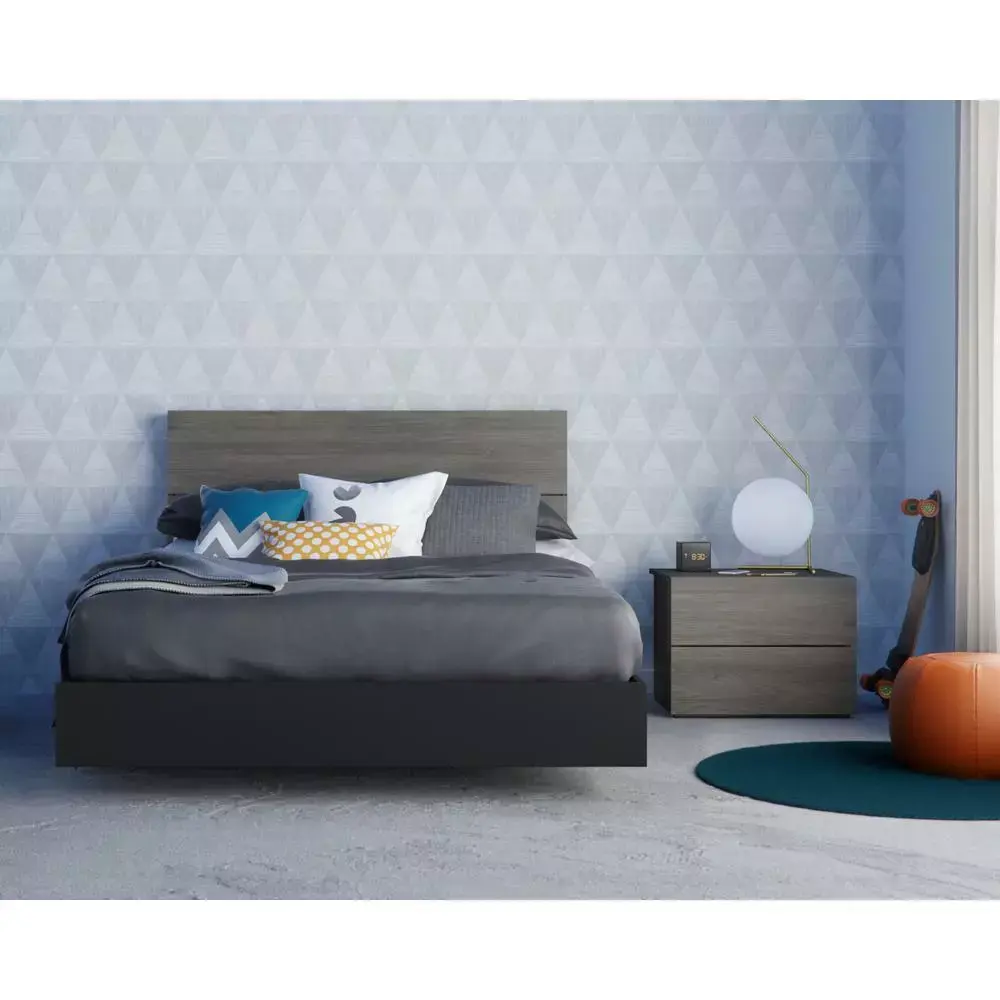 Nexera Apollo 3 Piece Full Size Bedroom Set Bark Grey and Black