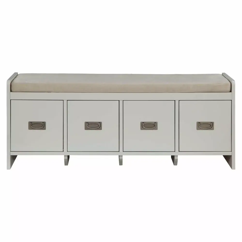 ACME Berci Bench in White and Beige Modern Entryway Furniture