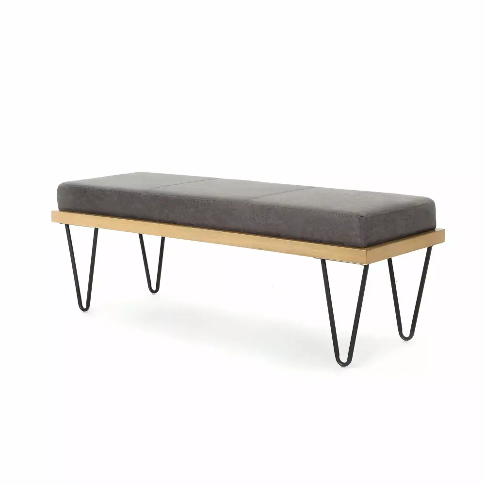 Elaina Industrial Modern Microfiber Bench Slate