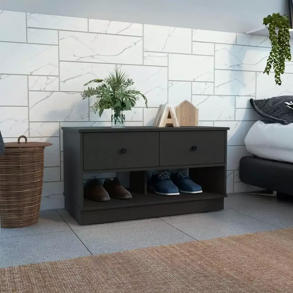 Treevol Furniture Storage Bench Beji Black Finish for Living Room 89.2cm Height