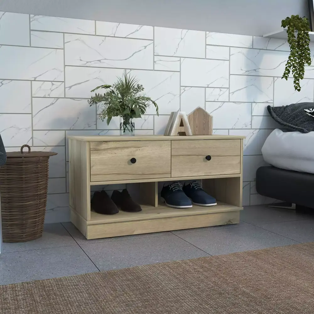Boahaus Luxor Modern Storage Bench Engineered Wood Assembled Product Height 19.9 in Beige