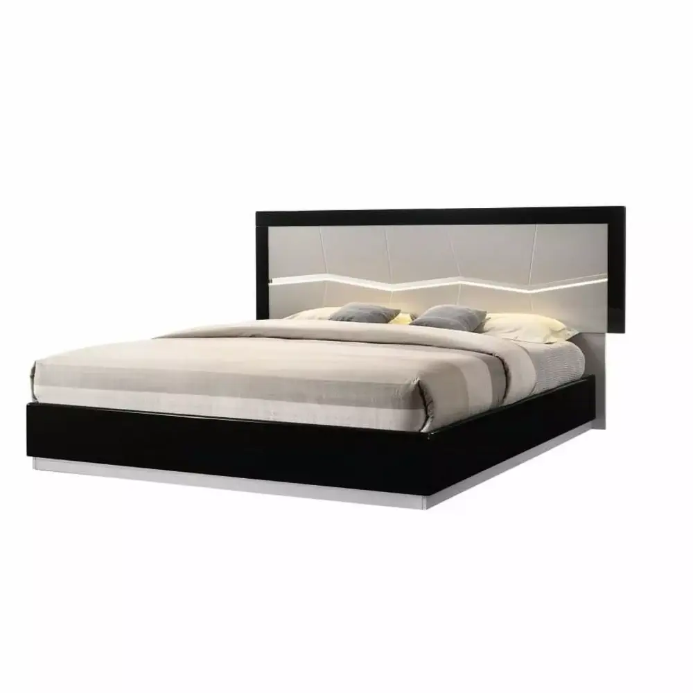 Turin Modern 3-Piece Queen Bedroom Set in Black and Light Gray Finish