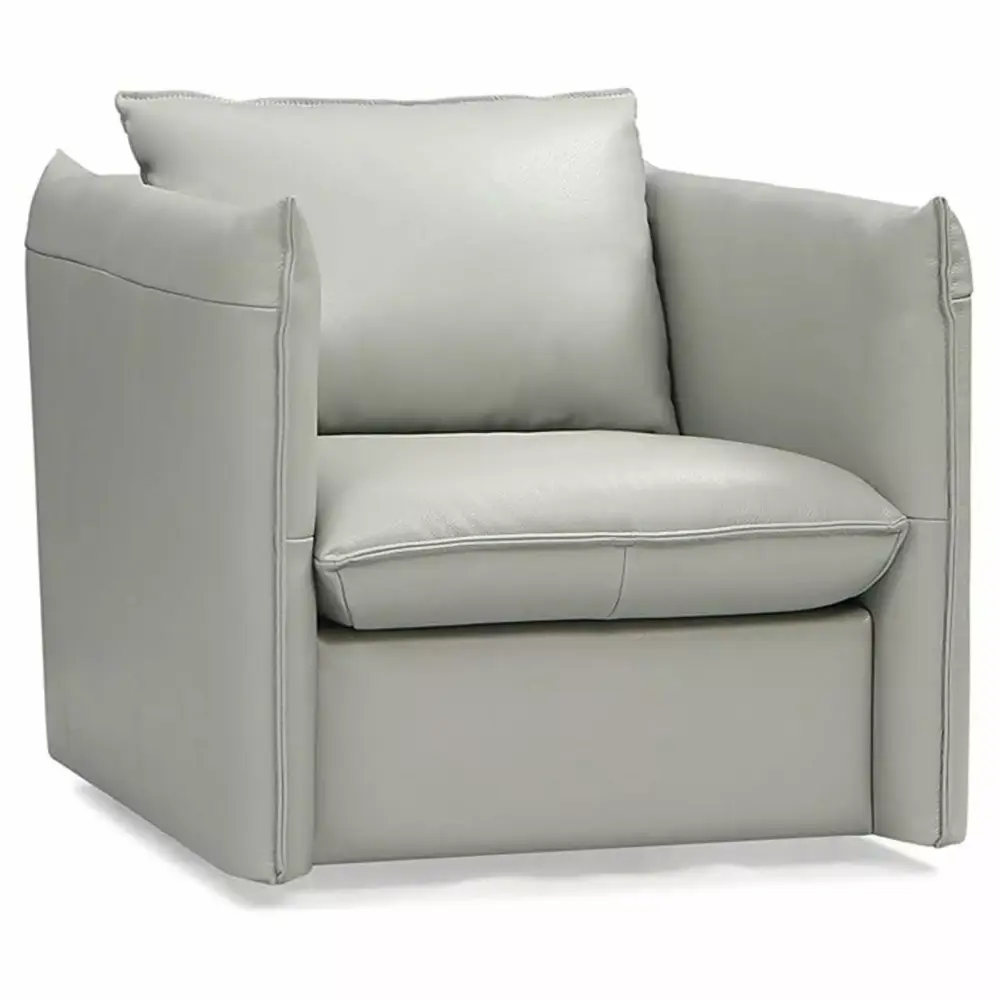 Divani Casa Tamworth Modern Gray Leather & Metal Swivel Accent Chair