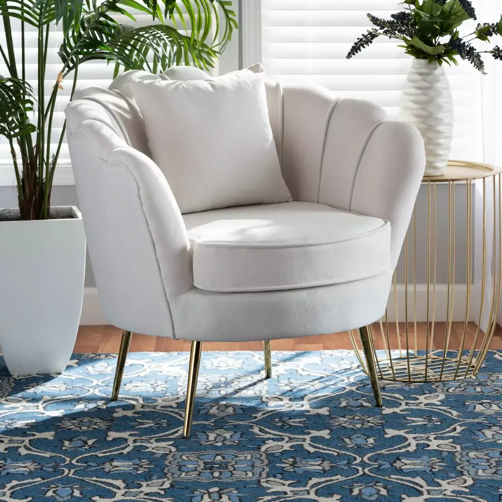 Baxton Studio Garson Beige and Gold Club Chair