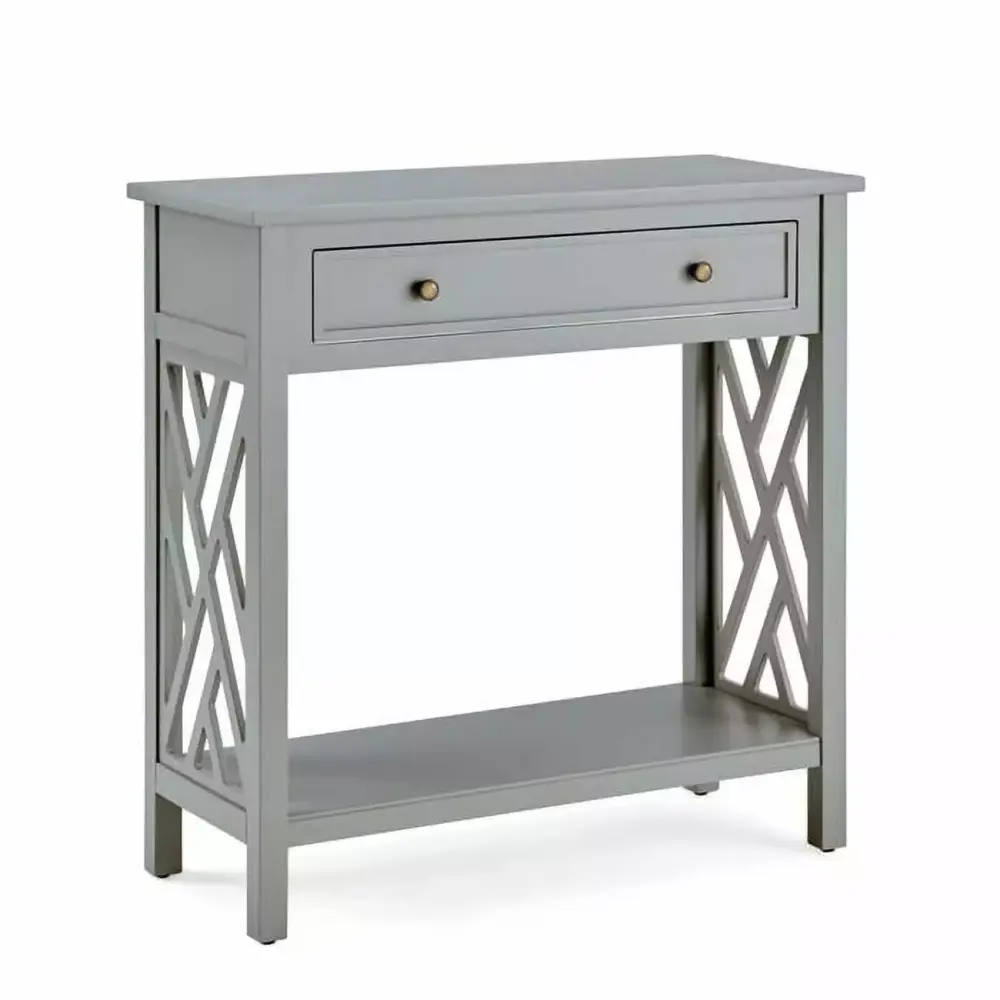 Alaterre Coventry 32 Wood Console Table with Drawer and Shelf Gray Living Room Accent