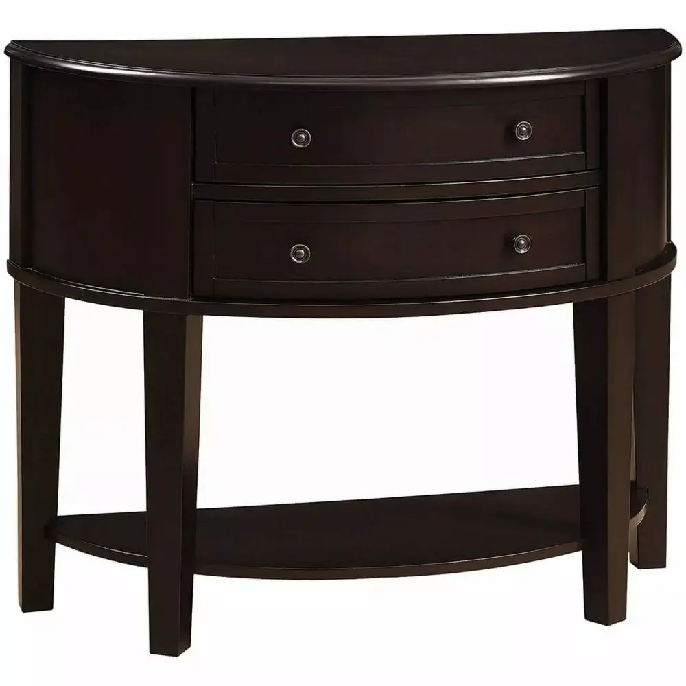 Bowery Hill Demilune Console Table in Cappuccino