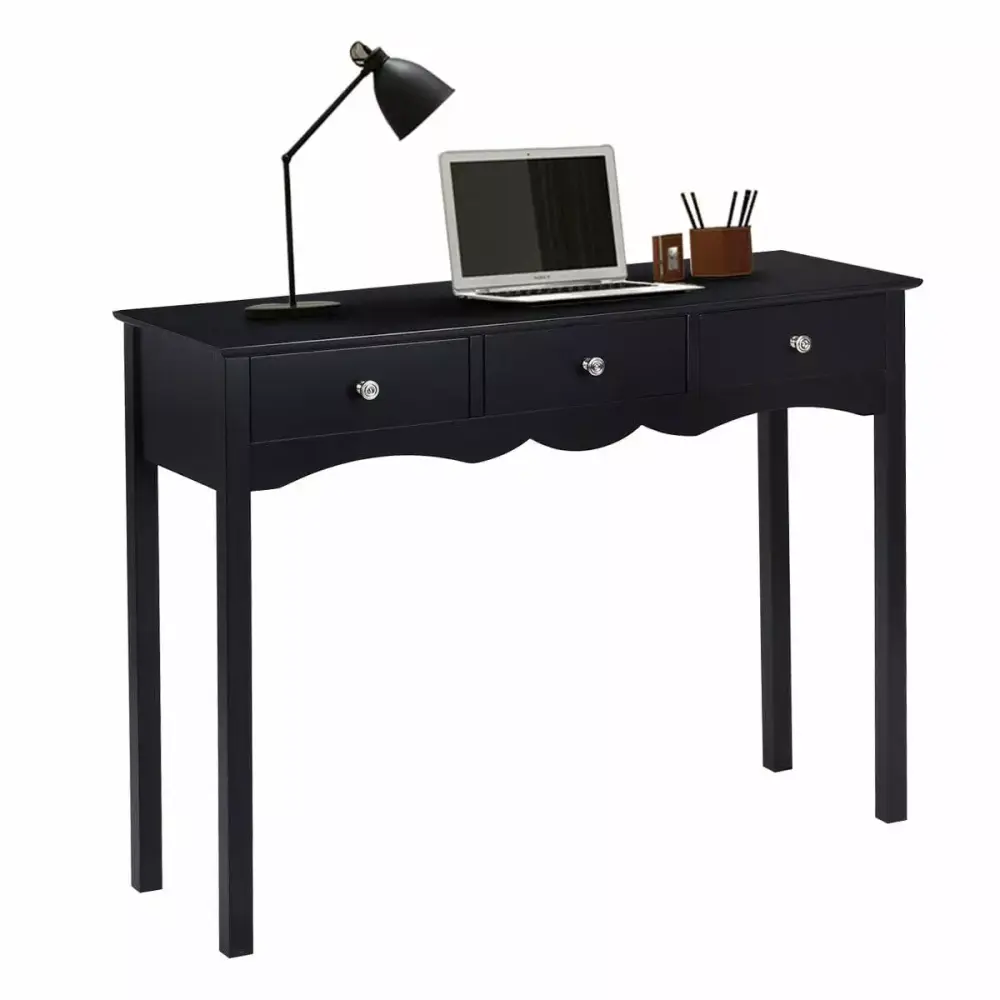 Costway Console Table with 3 Drawers - Black Entryway Side Table Desk Accent