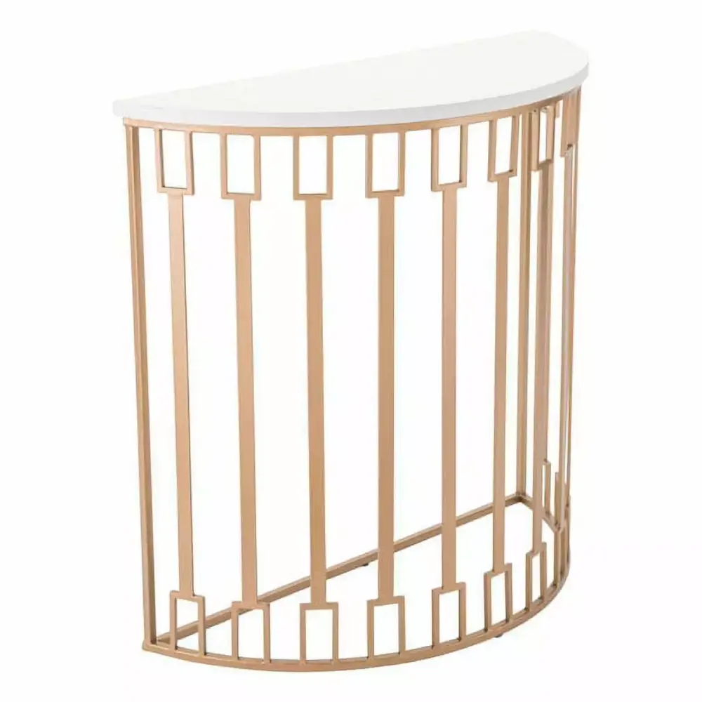 HomeRoots Decor Bars Console Table in White and Gold for Living Room Entryway
