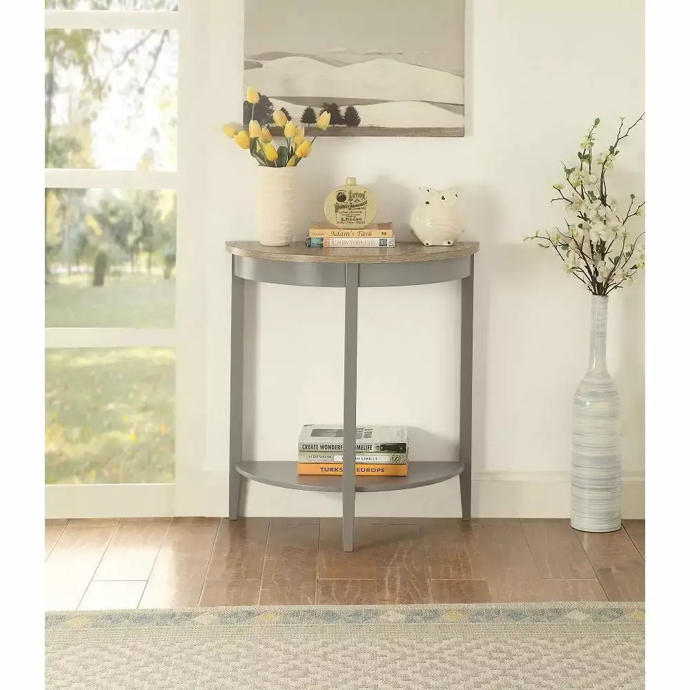 Homiyad Gray Oak Console Table 90161 Modern Entryway Table
