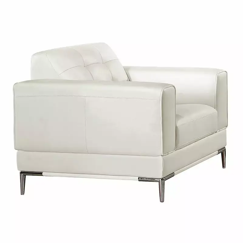 EK003 White Italian Leather Modern Contemporary Dining Chair