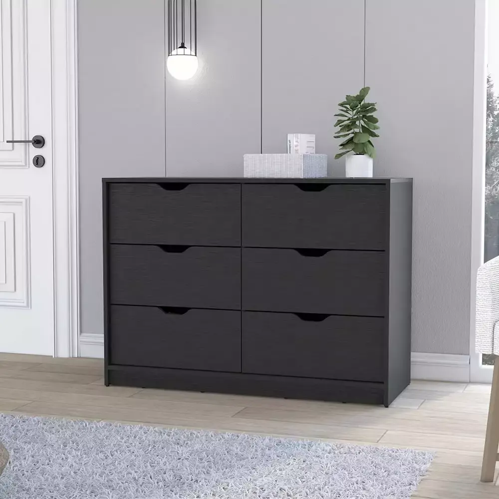 DeeHome Dresser Curio Four Drawers in Black Wengue Finish for Modern Home