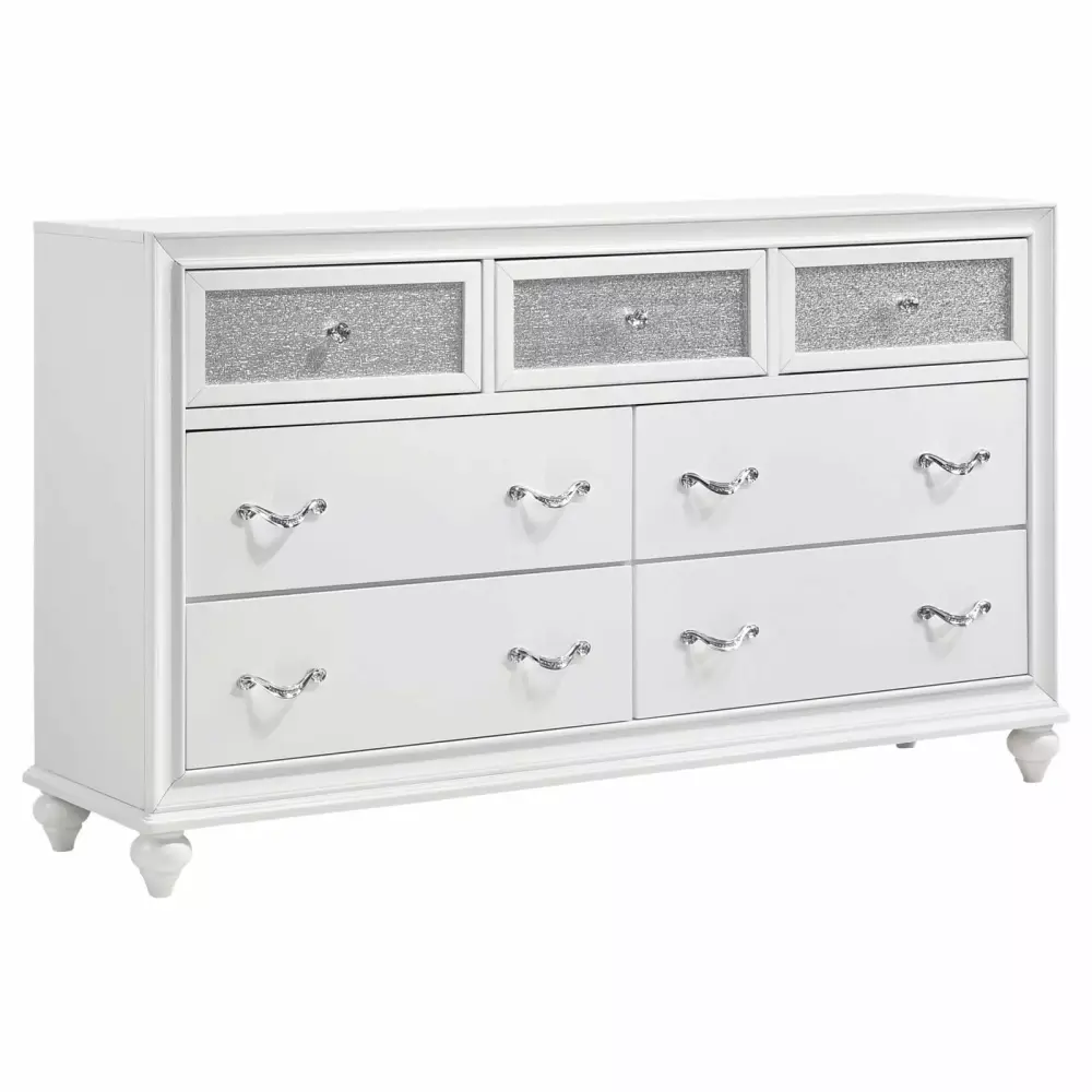 Barzini 7-Drawer Dresser White Modern Bedroom Storage