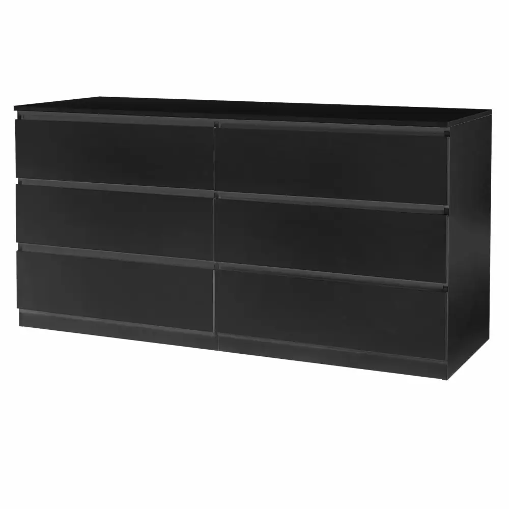 iTopRoad 6 Drawer Black Dresser Storage Cabinet for Bedroom Living Room Closet Organizer
