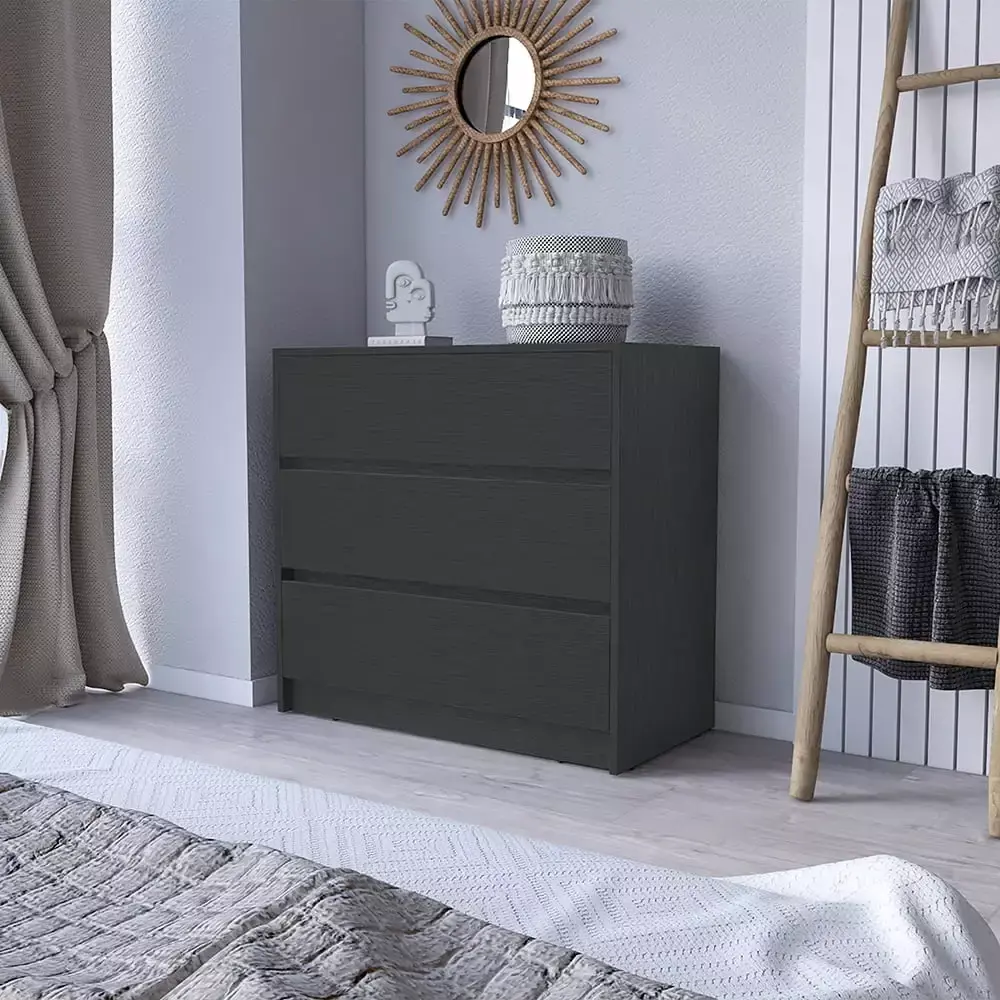 CoSoTower Maldus Dresser with Three Drawers in Black Wengue Finish
