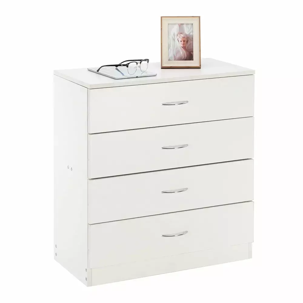 Modern Simple White 4-Drawer Dresser for Bedroom or Living Room