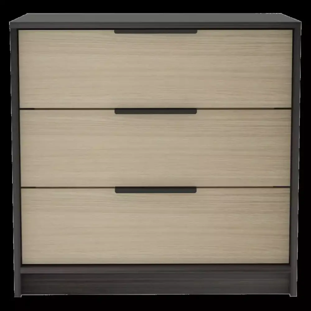 28 Black And Light Oak Manufactured Wood Three Drawer Dresser Modern Bedroom Storage