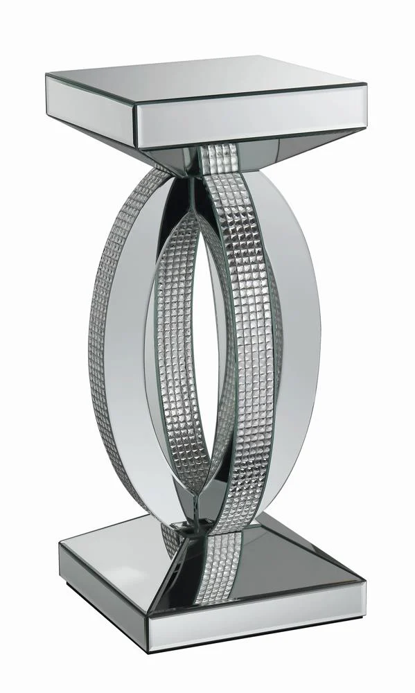 Amalia Square End Table with Lower Shelf Clear Mirror Modern Accent Table