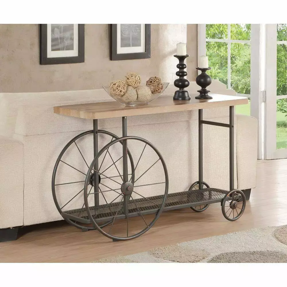 Miekor Furniture Francie Sofa Table in Oak and Antique Gray - Modern Farmhouse Console