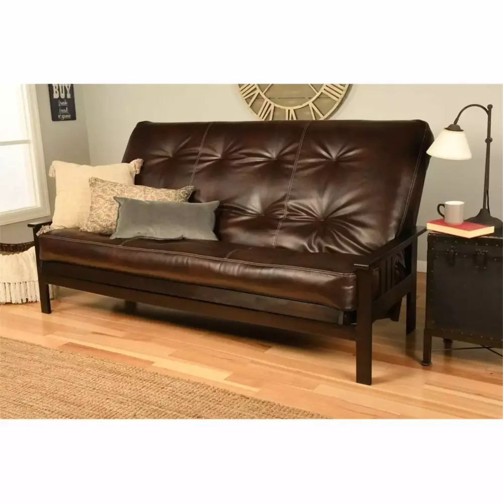Maykoosh Modern Muse Queen Futon Frame with Espresso Finish and Oregon Trail Java Mattress