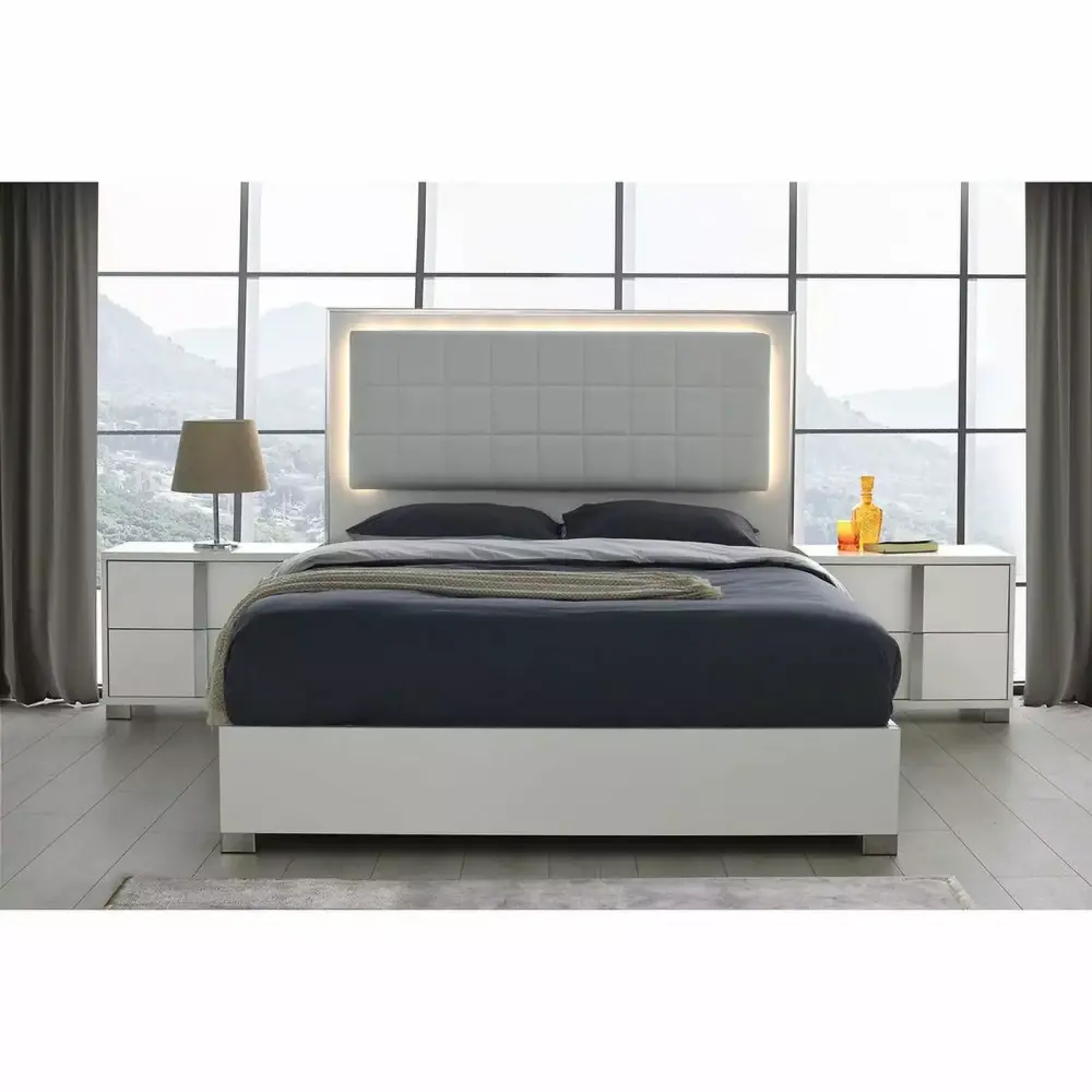 Giulia Modern Luxury 3-Piece Gloss White King Bedroom Set