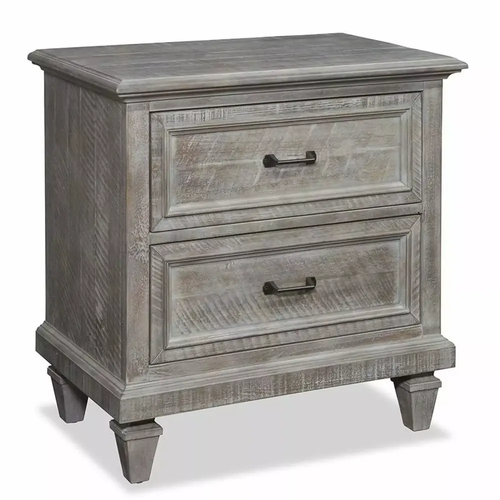 Bowery Hill Modern Wood 2-Drawer Nightstand - Dovetail Gray Sleek Design