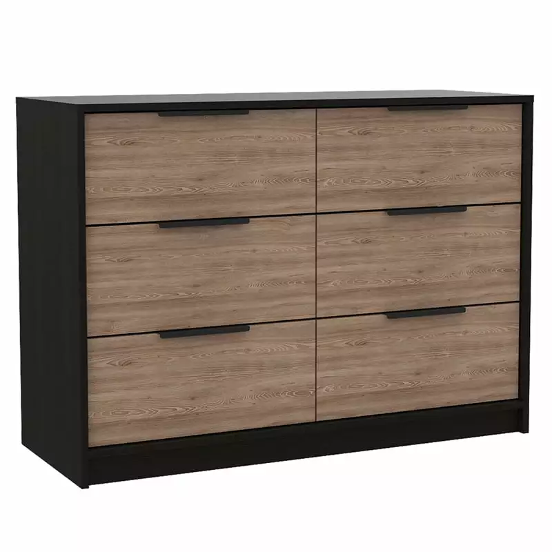 Trent Home Modern Pine 4 Drawer Dresser in Black - Contemporary Bedroom Furniture