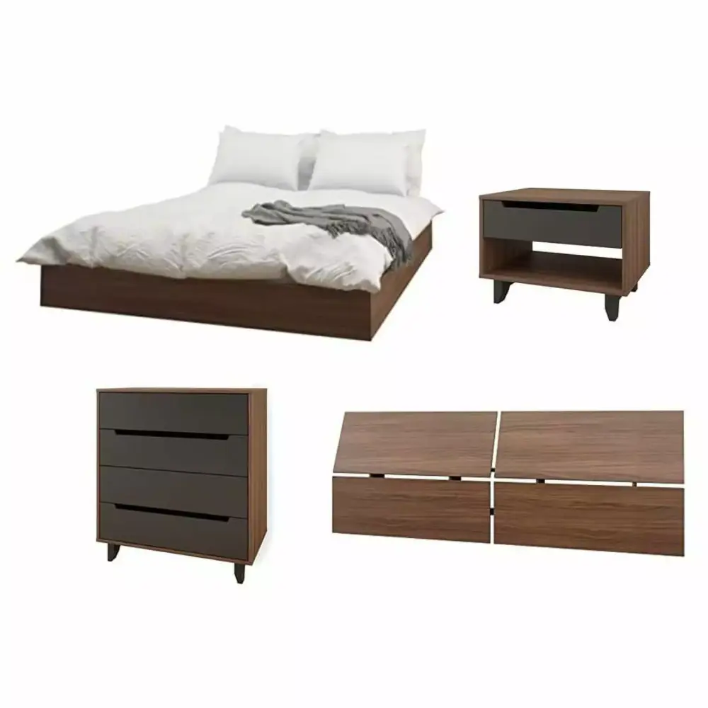 Atlin Designs Modern Engineered Wood 5 Piece Queen Size Bedroom Set in Gray