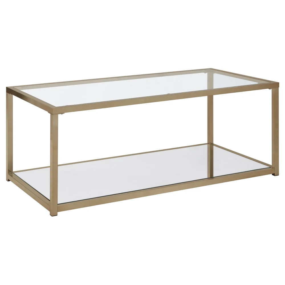 Cora Coffee Table with Mirror Shelf in Chocolate Chrome Finish
