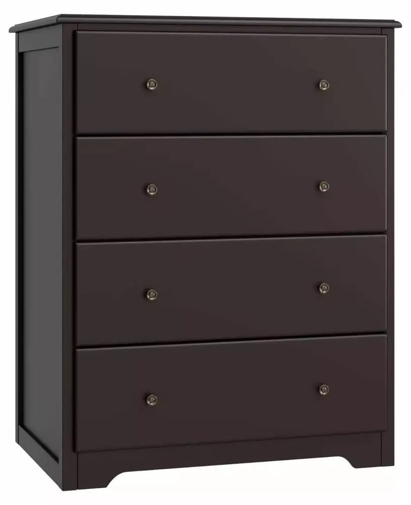 ZHANGHU 4 Drawer Dresser Modern Tall Wood Chest of Drawers Storage Cabinet for Living Room Hallway Dark Brown